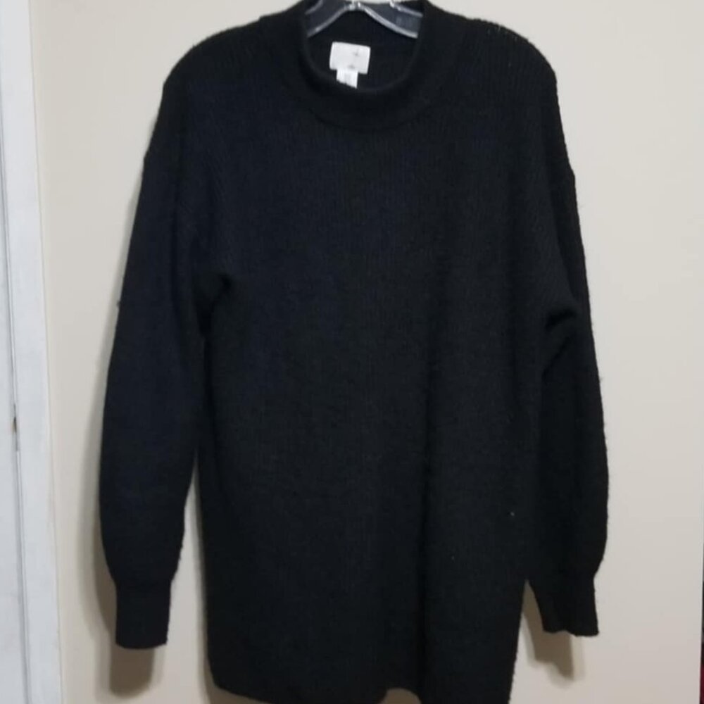 H&M Sweater XS Black Luxury Tunic Crew-neck Soft Business Casual